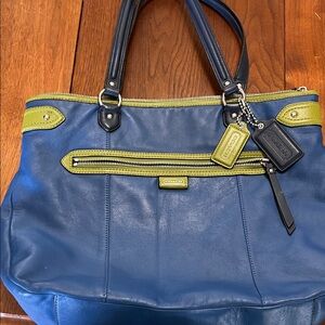Coach Navy and Olive Tote Bag